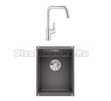 Комплект Мойка Blanco Subline 320-U темная скала + Смеситель Grohe Eurosmart 30567000