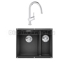 Комплект Мойка Blanco Subline 340/160-U антрацит, левая + Смеситель Grohe Minta 3291800E хром