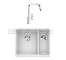 Комплект Мойка Blanco Subline 340/160-U белая, левая + Смеситель Grohe Eurosmart 30567000
