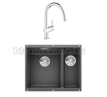 Комплект Мойка Blanco Subline 340/160-U темная скала, левая + Смеситель Grohe Minta 3291800E хром