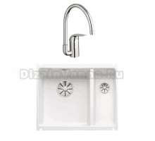 Комплект Мойка Blanco Subline 350/150-U белая + Смеситель Grohe Euroeco 32752000