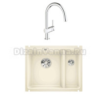Комплект Мойка Blanco Subline 350/150-U магнолия + Смеситель Grohe Minta 3291800E хром