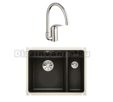 Комплект Мойка Blanco Subline 350/150-U черная + Смеситель Grohe Euroeco 32752000