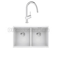Комплект Мойка Blanco Subline 350/350-U белая + Смеситель Grohe Minta 3291800E хром