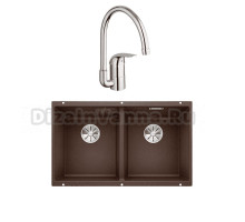 Комплект Мойка Blanco Subline 350/350-U кофе + Смеситель Grohe Euroeco 32752000