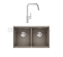 Комплект Мойка Blanco Subline 350/350-U серый беж + Смеситель Grohe Eurosmart 30567000