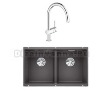 Комплект Мойка Blanco Subline 350/350-U темная скала + Смеситель Grohe Minta 3291800E хром