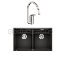 Комплект Мойка Blanco Subline 350/350-U черная + Смеситель Grohe Euroeco 32752000