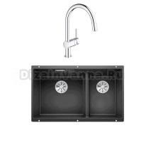 Комплект Мойка Blanco Subline 430/270-U антрацит + Смеситель Grohe Minta 3291800E хром