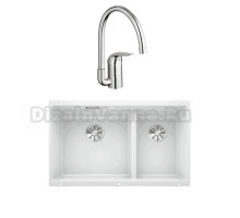Комплект Мойка Blanco Subline 430/270-U белая + Смеситель Grohe Euroeco 32752000