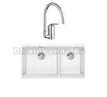 Комплект Мойка Blanco Subline 480/320-U белая + Смеситель Grohe Euroeco 32752000