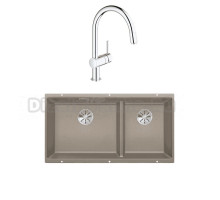 Комплект Мойка Blanco Subline 480/320-U серый беж + Смеситель Grohe Minta 3291800E хром