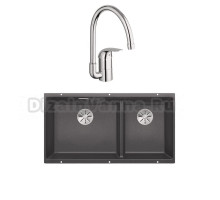 Комплект Мойка Blanco Subline 480/320-U темная скала + Смеситель Grohe Euroeco 32752000