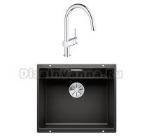 Комплект Мойка Blanco Subline 500-U Silgranit, черная + Смеситель Grohe Minta 3291800E хром