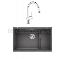 Комплект Мойка Blanco Subline 700-U Level темная скала + Смеситель Grohe Minta 3291800E хром