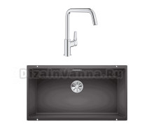 Комплект Мойка Blanco Subline 800-U темная скала + Смеситель Grohe Eurosmart 30567000