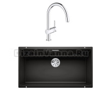 Комплект Мойка Blanco Subline 800-U черная + Смеситель Grohe Minta 3291800E хром