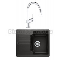 Комплект Мойка Blanco Zia 40 S черная + Смеситель Grohe Minta 3291800E хром