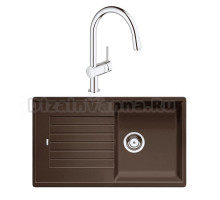 Комплект Мойка Blanco Zia 5S 520519 кофе + Смеситель Grohe Minta 3291800E хром