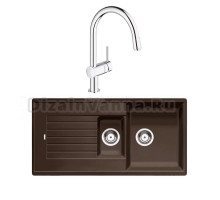 Комплект Мойка Blanco Zia 6S 515072 кофе + Смеситель Grohe Minta 3291800E хром