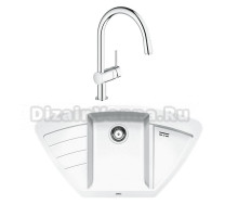 Комплект Мойка Blanco Zia 9 E белая + Смеситель Grohe Minta 3291800E хром