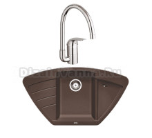 Комплект Мойка Blanco Zia 9 E кофе + Смеситель Grohe Euroeco 32752000