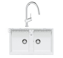 Комплект Мойка Blanco Zia 9 белая + Смеситель Grohe Minta 3291800E хром