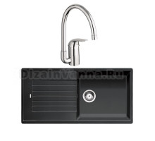 Комплект Мойка Blanco Zia XL 6S 517568 антрацит + Смеситель Grohe Euroeco 32752000