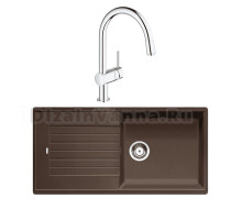 Комплект Мойка Blanco Zia XL 6S 517577 кофе + Смеситель Grohe Minta 3291800E хром