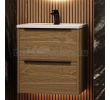 Тумба с раковиной La Fenice Tesoro 60 дуб галифакс табак, раковина-столешница Slim Line 60 см