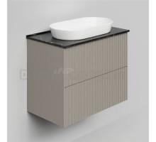Тумба с раковиной La Fenice Terra Twin 80 подвесная, cappuccino, столешница черный мрамор, раковина белая матовая