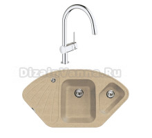 Комплект Мойка Lava A3.DUN dune + Смеситель Grohe Minta 3291800E хром