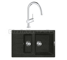 Комплект Мойка Lava D2.BAS basalt + Смеситель Grohe Minta 3291800E хром