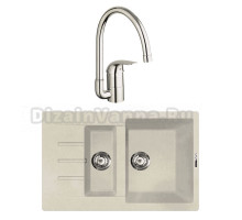 Комплект Мойка Lava D2.CRE crema + Смеситель Grohe Euroeco 32752000