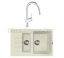Комплект Мойка Lava D2.VNL vanilla + Смеситель Grohe Minta 3291800E хром