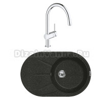 Комплект Мойка Lava E3.BAS basalt + Смеситель Grohe Minta 3291800E хром