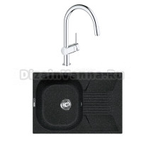 Комплект Мойка Lava L2.BAS basalt + Смеситель Grohe Minta 3291800E хром