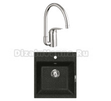 Комплект Мойка Lava Q1.BAS basalt + Смеситель Grohe Euroeco 32752000