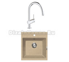 Комплект Мойка Lava Q1.DUN dune + Смеситель Grohe Minta 3291800E хром