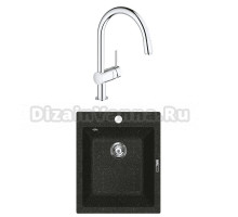 Комплект Мойка Lava Q3.BAS basalt + Смеситель Grohe Minta 3291800E хром