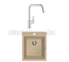 Комплект Мойка Lava Q3.DUN dune + Смеситель Grohe Eurosmart 30567000