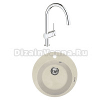 Комплект Мойка Lava R1 crema + Смеситель Grohe Minta 3291800E хром