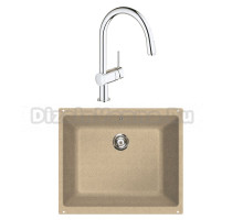 Комплект Мойка Lava U1 dune + Смеситель Grohe Minta 3291800E хром