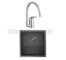 Комплект Мойка Granula 4445U, графит матовый + Смеситель Grohe Euroeco 32752000