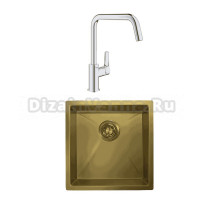 Комплект Мойка Granula 4445U, золото сатин + Смеситель Grohe Eurosmart 30567000
