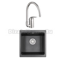 Комплект Мойка Granula 4451, черный + Смеситель Grohe Euroeco 32752000