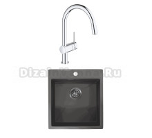 Комплект Мойка Granula 4600, графит матовый + Смеситель Grohe Minta 3291800E хром