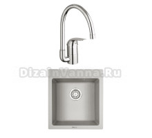 Комплект Мойка Granula 4651, базальт + Смеситель Grohe Euroeco 32752000