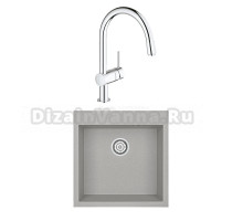 Комплект Мойка Granula 5102, базальт + Смеситель Grohe Minta 3291800E хром