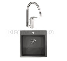 Комплект Мойка Granula 5151, графит матовый + Смеситель Grohe Euroeco 32752000